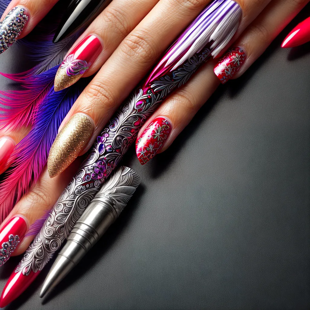 unhas artisticas penas coloridas 1