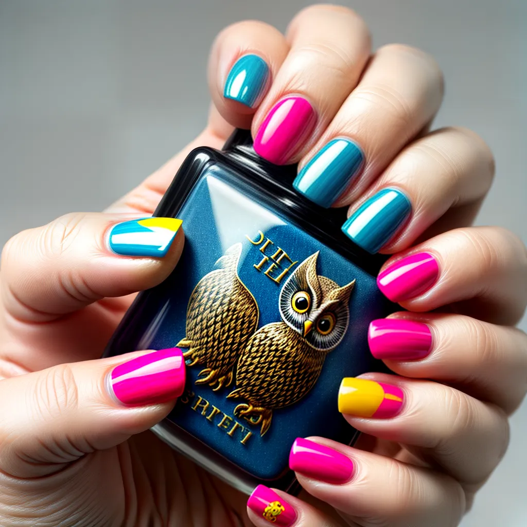 unhas corujas detahes coloridos