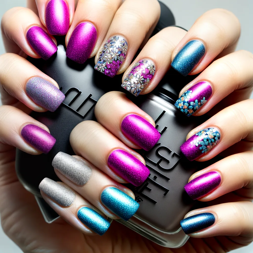 unhas manicure patchwork colorido