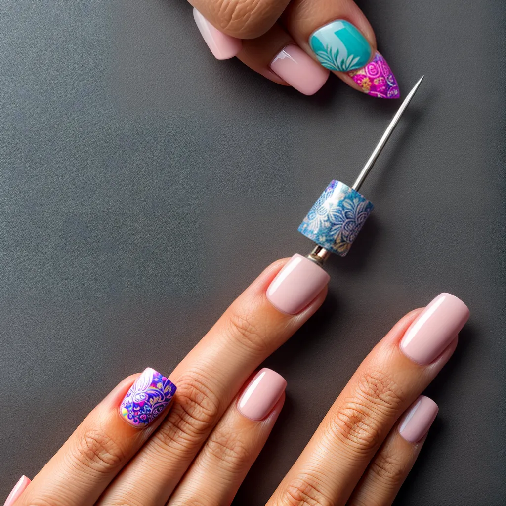 unhas estampadas flores coloridas