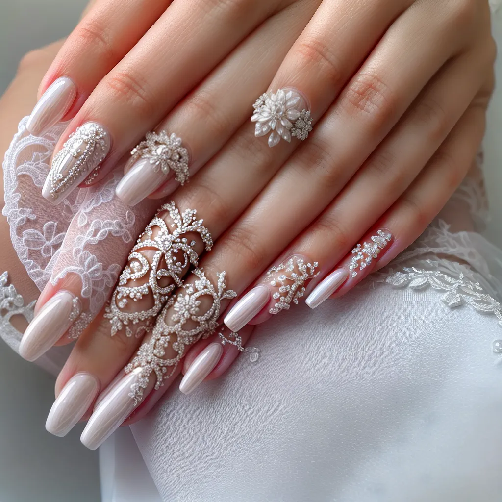 unhas noiva artisticas branco prata unhas noiva artisticas branco prata