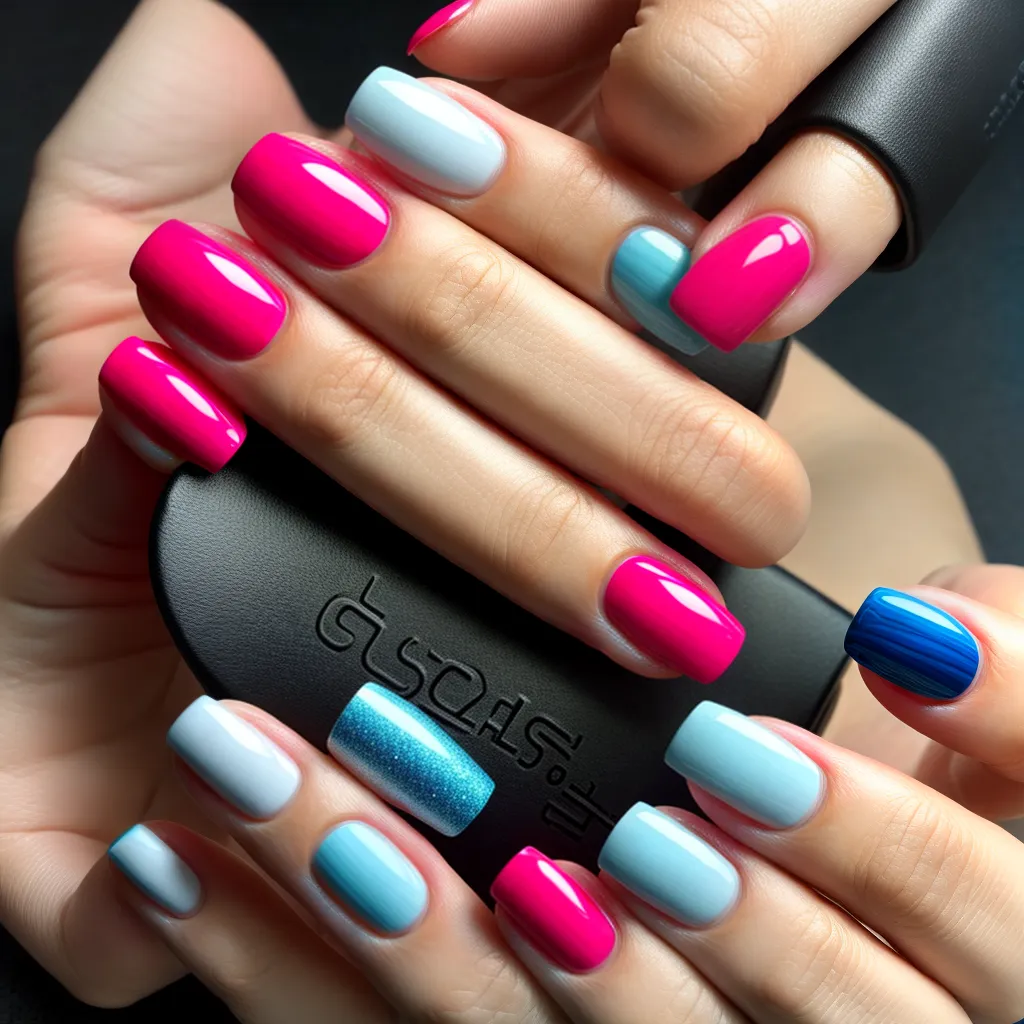 unhas adesivas coloridas mulher
