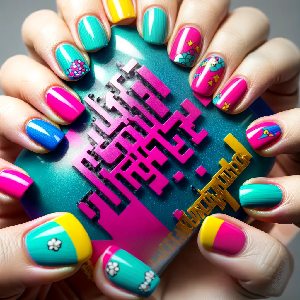 unhas jogos video artes coloridas