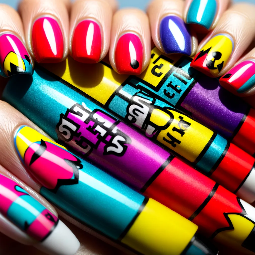unhas pop art coloridas ousadas