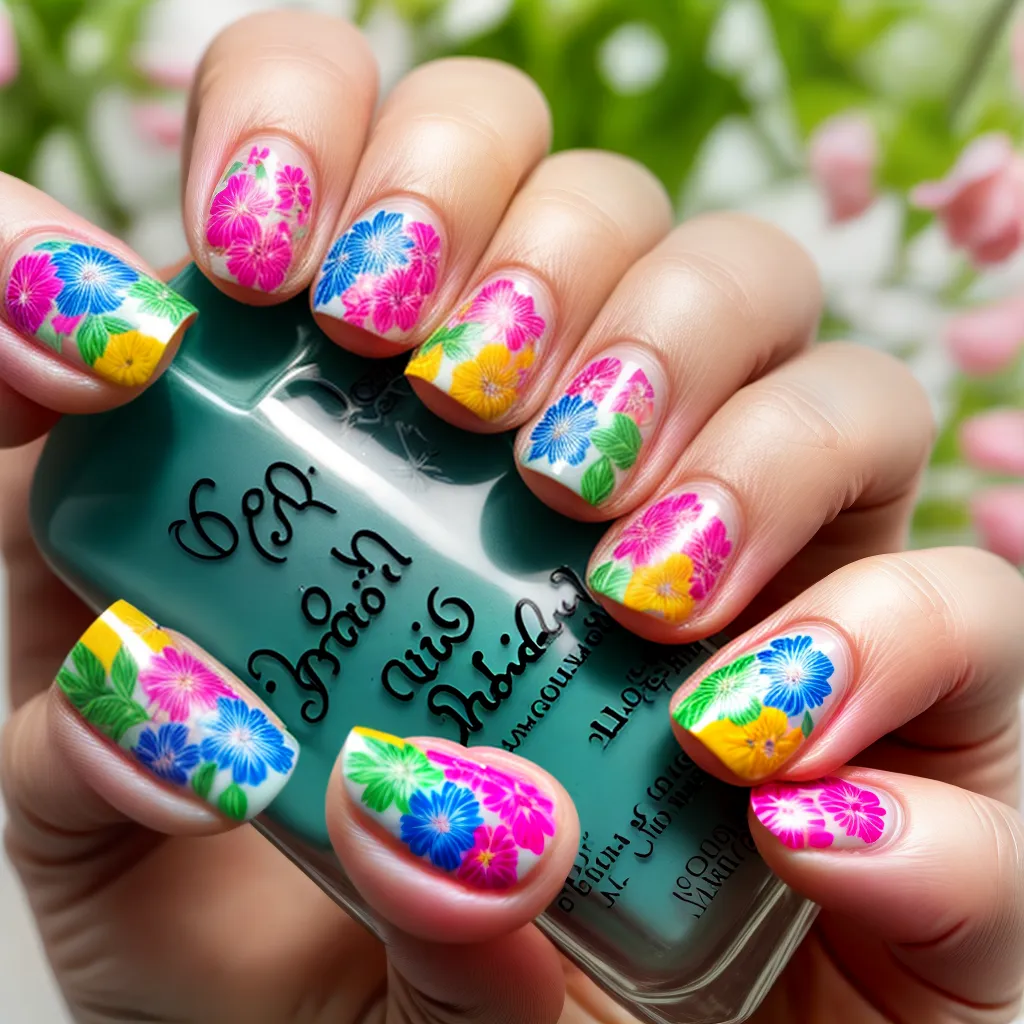 unhas florais primavera