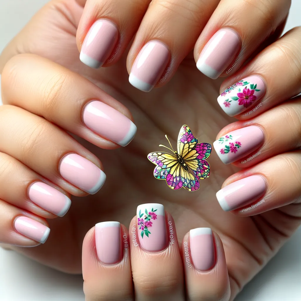 unhas primavera flores borboletas arcoiris