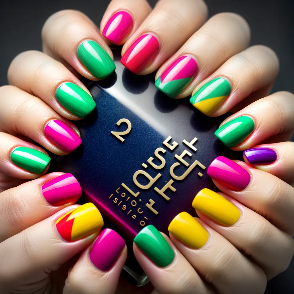unhas geometricas cubistas coloridas