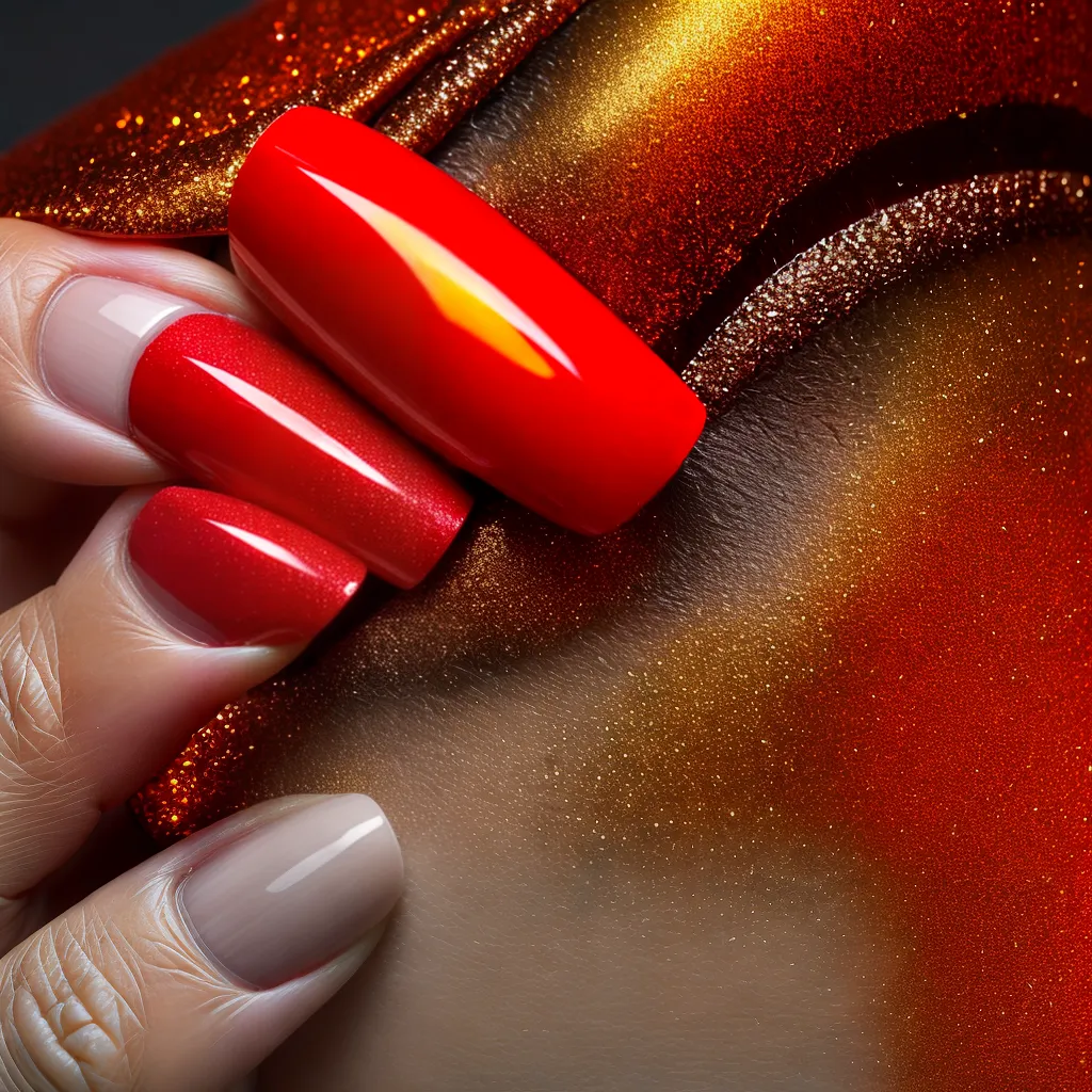 unhas fogo vermelho laranja incrivel