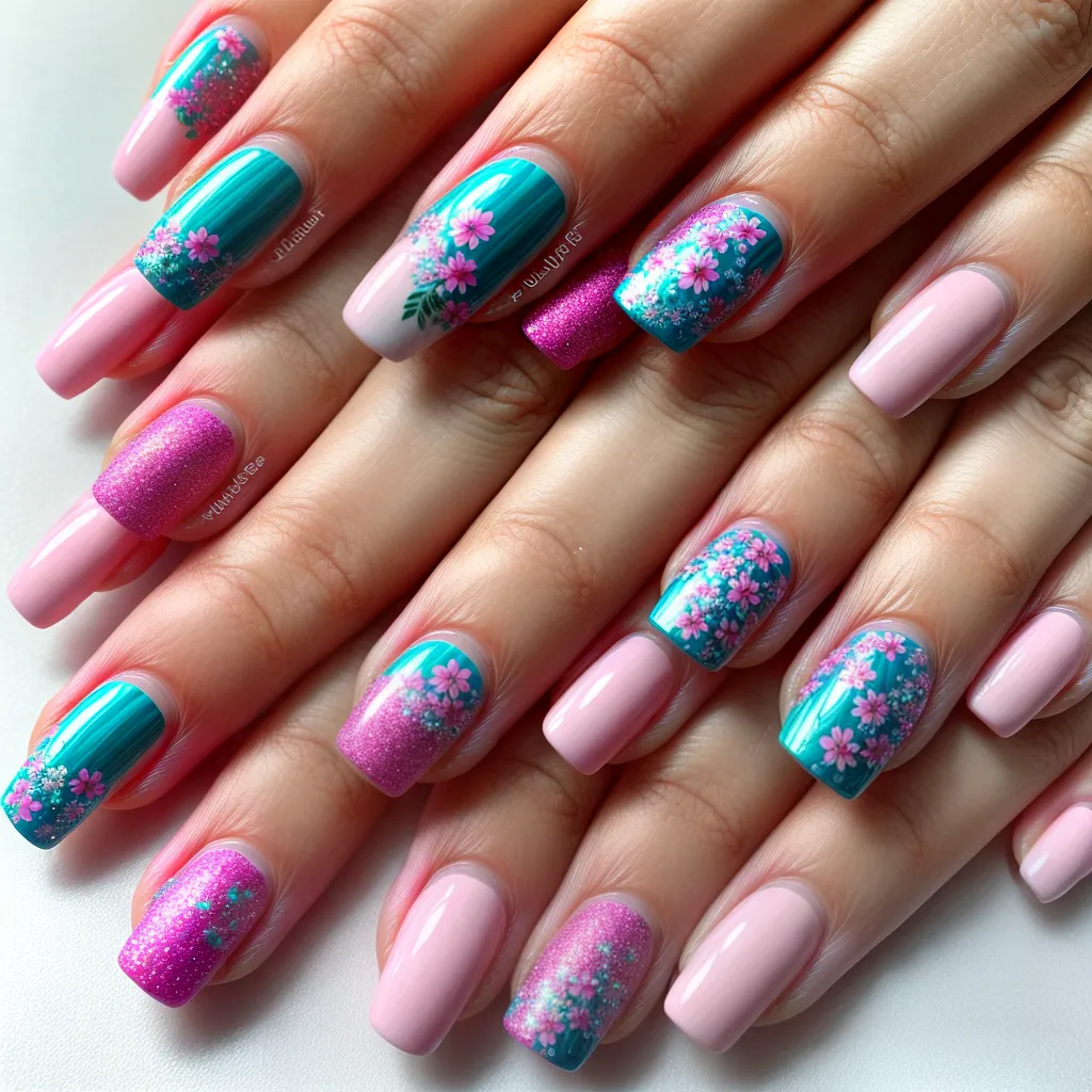 unhas florais coloridas detalhes unhas florais coloridas detalhes