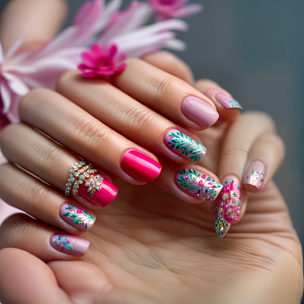 unhas florais coloridas elegantes 2 unhas florais coloridas elegantes 2