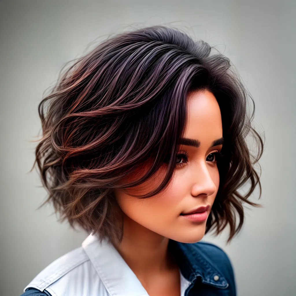 mulher cabelo ondulado curto