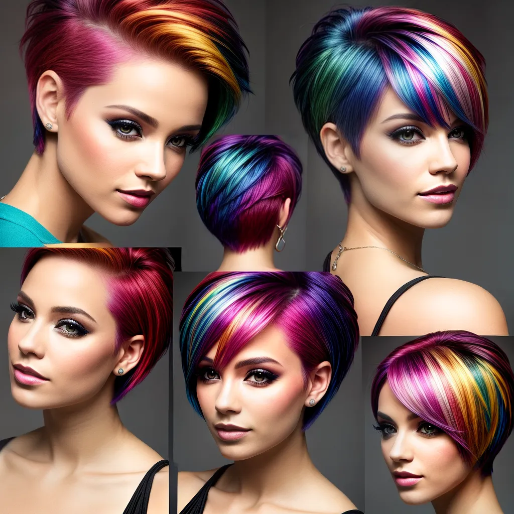mulher cabelo curto colorido criativo mulher cabelo curto colorido criativo