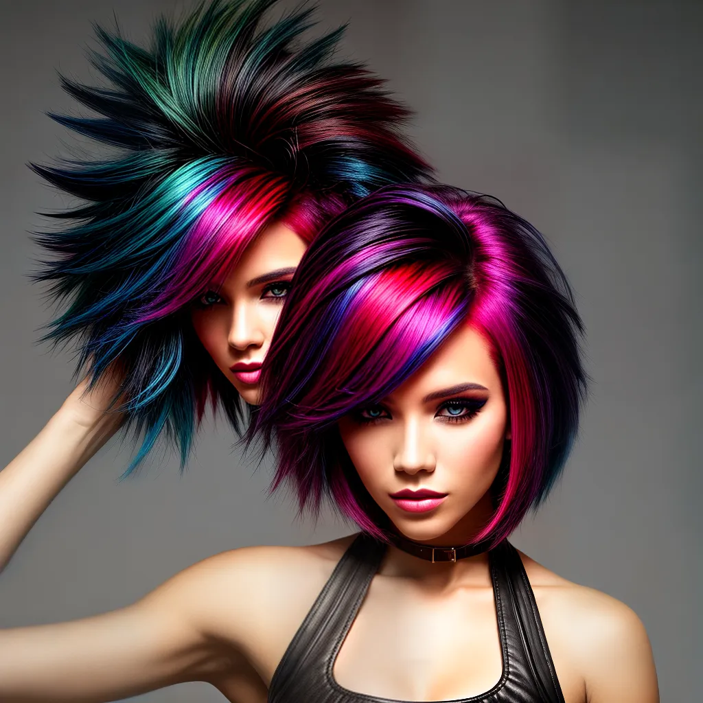 mulher cabelo colorido estiloso mulher cabelo colorido estiloso