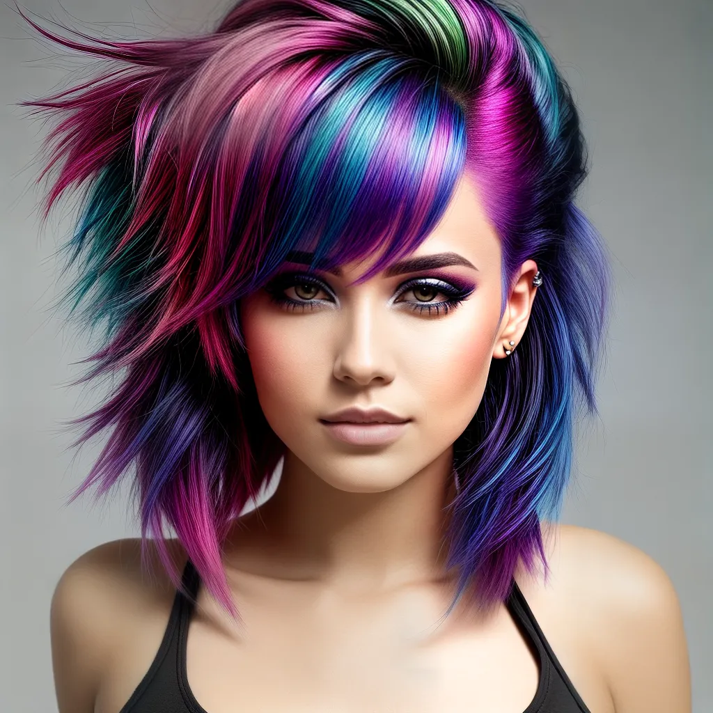 mulher cabelo curto colorido criativo 2