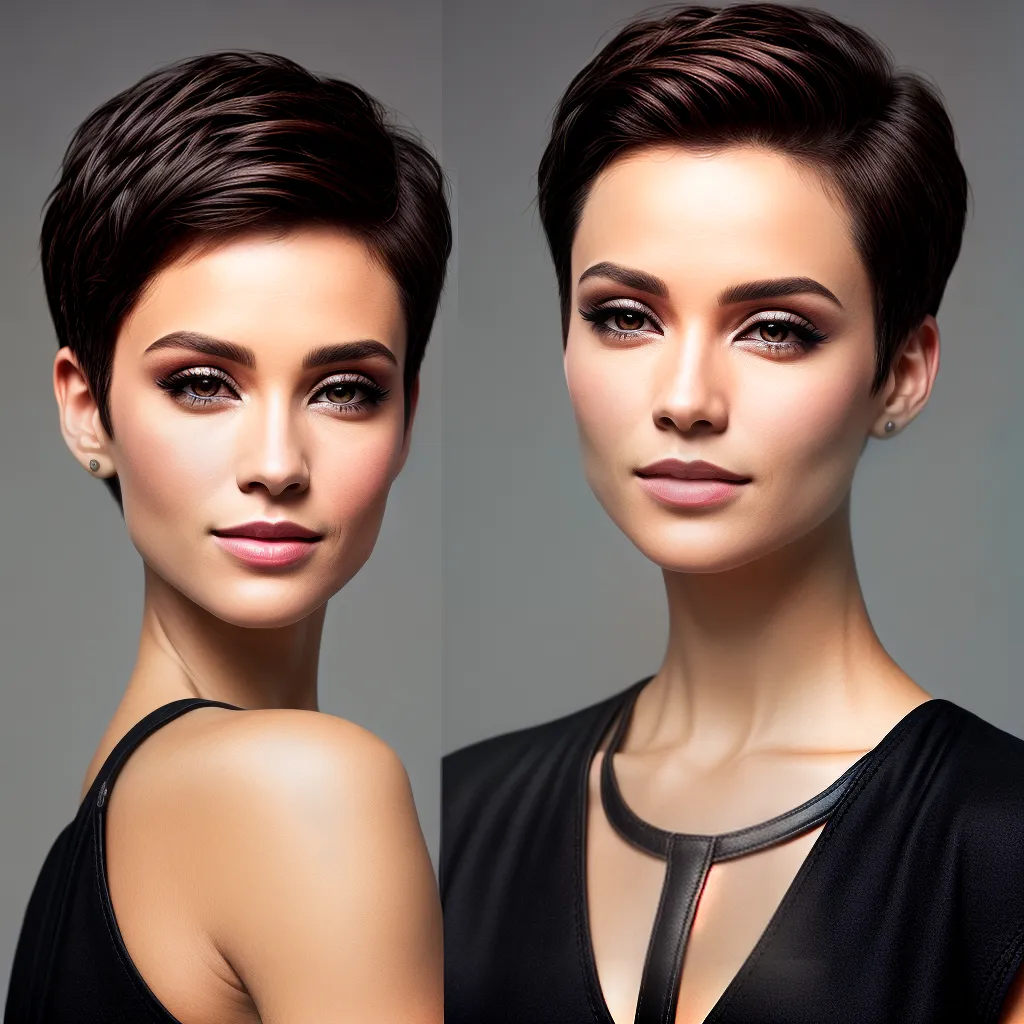 mulher corte pixie rosto oval