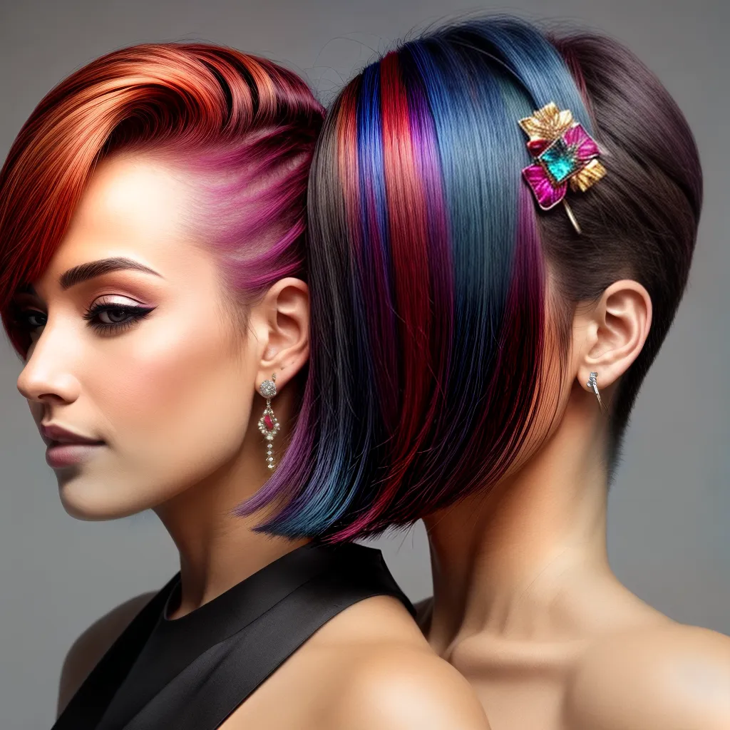 mulher cabelo curto estilo colorido