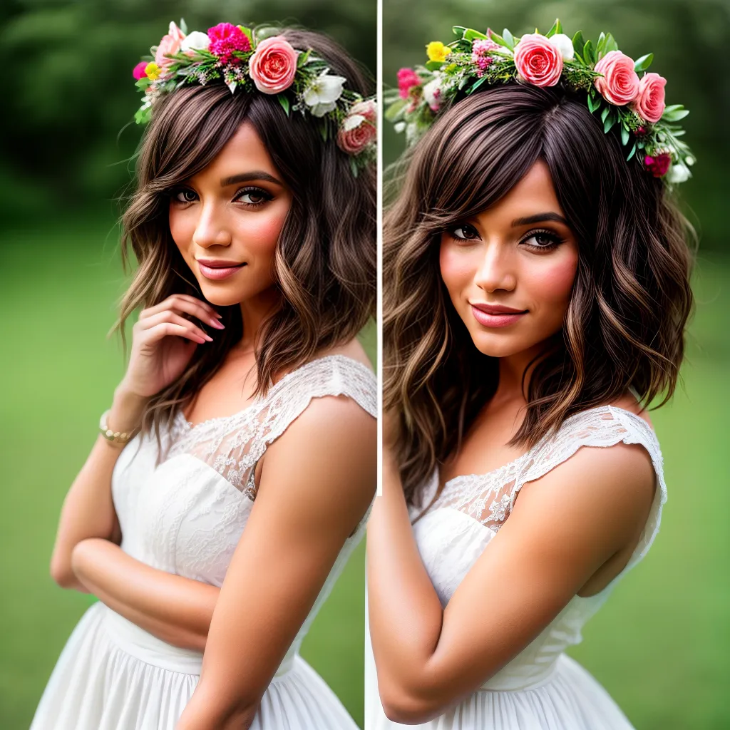mulher cabelo curto boho flor mulher cabelo curto boho flor
