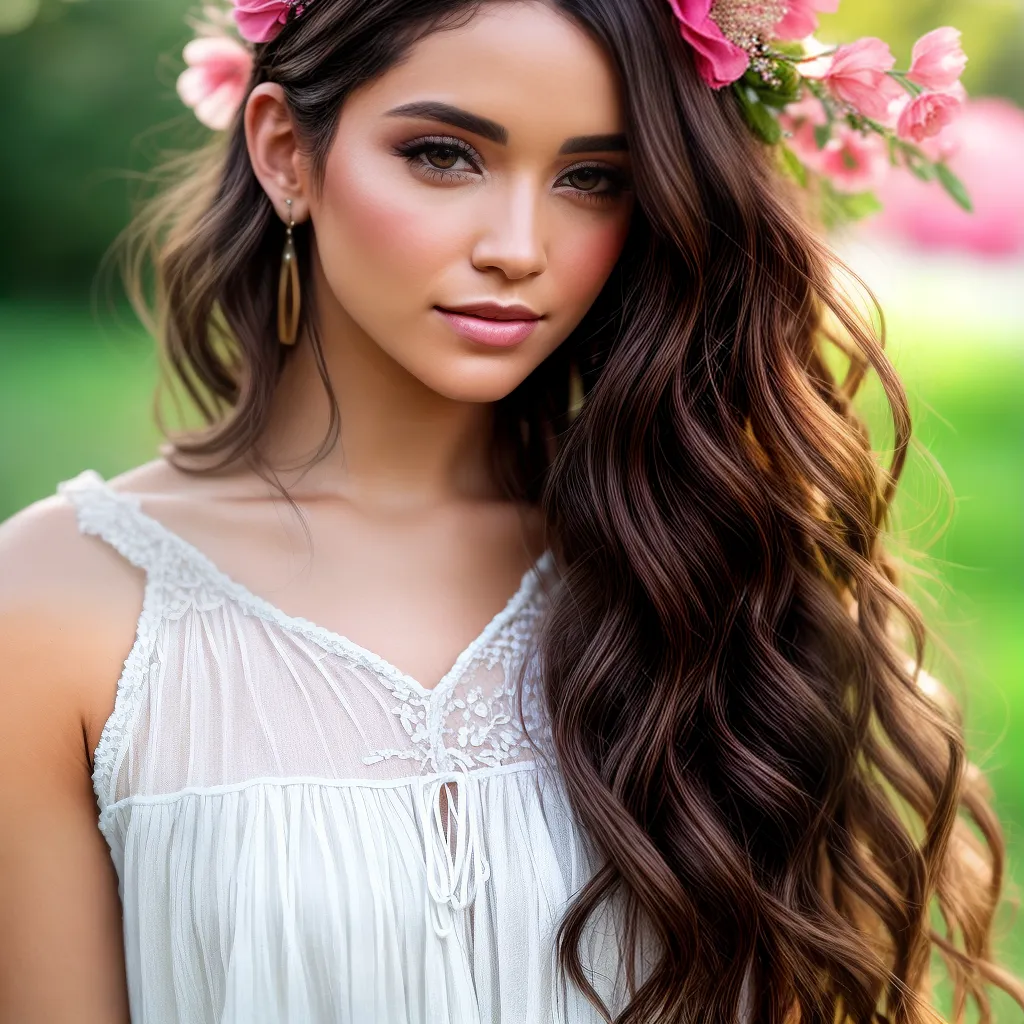mulher cabelo curto coroa floral
