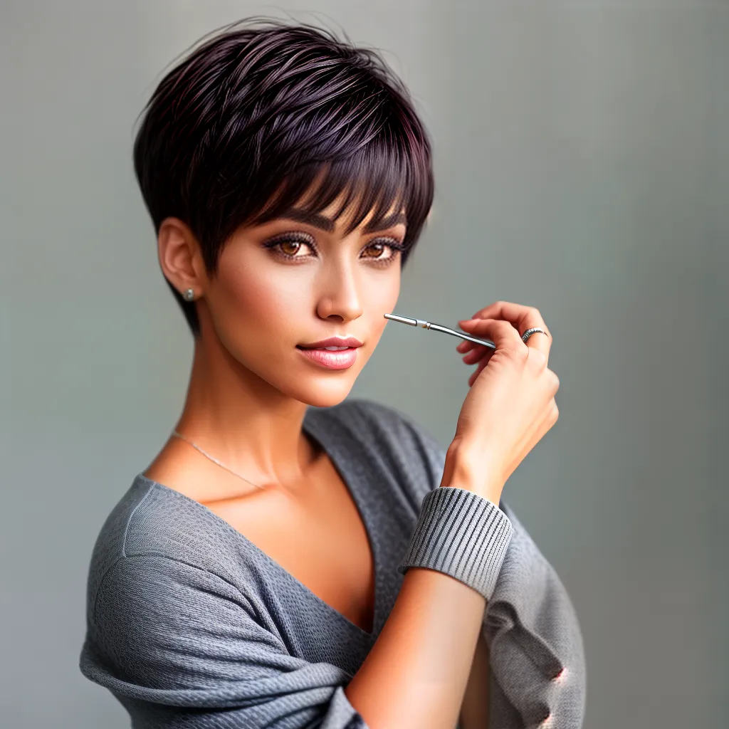 mulher cabelo curto brilhante