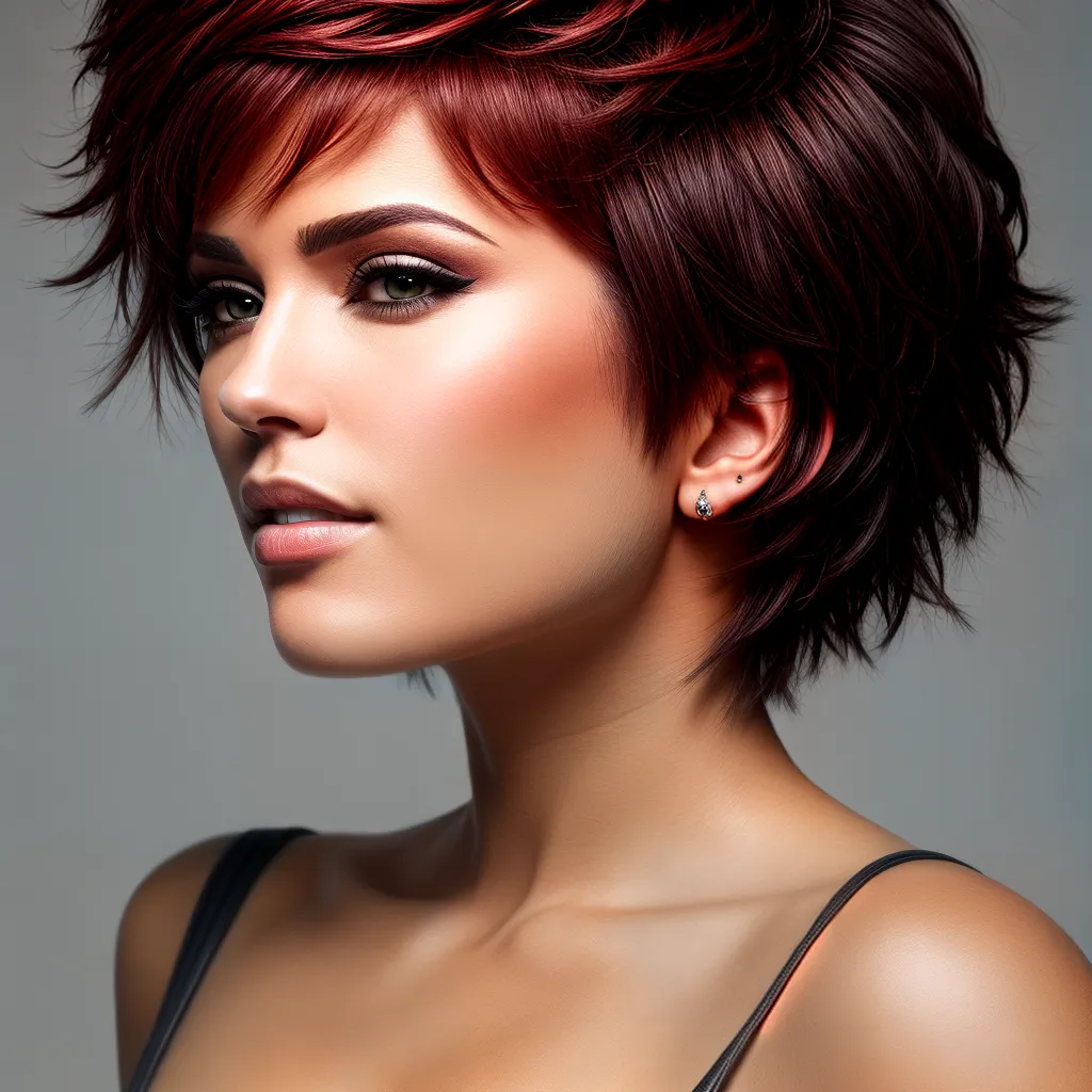 mulher cabelo curto pixie volumoso