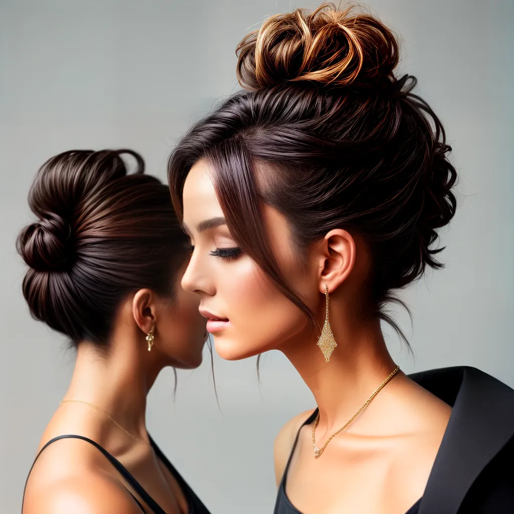 mulher cabelo curto messy bun 1