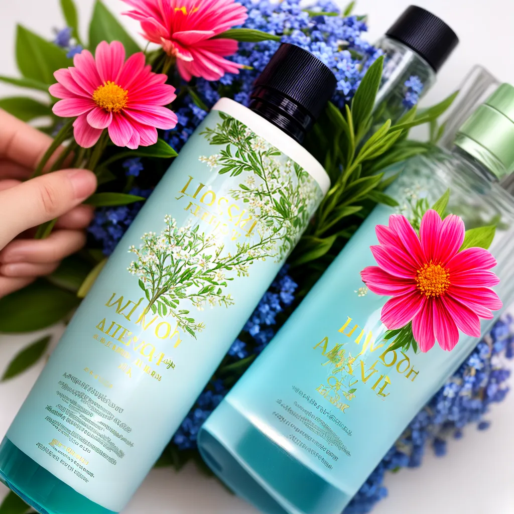 shampoo floral mulher maos