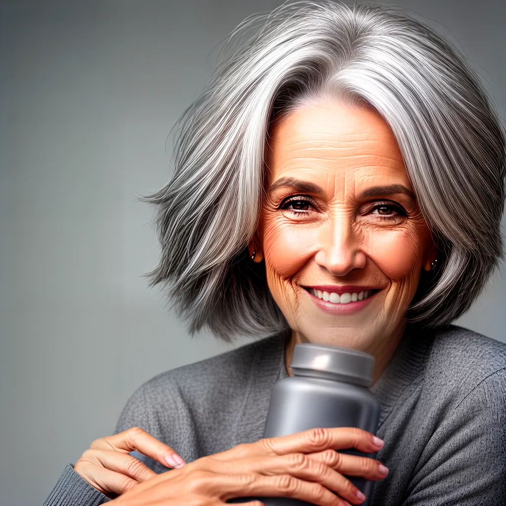 mulher sorrindo cabelo cinza saudavel