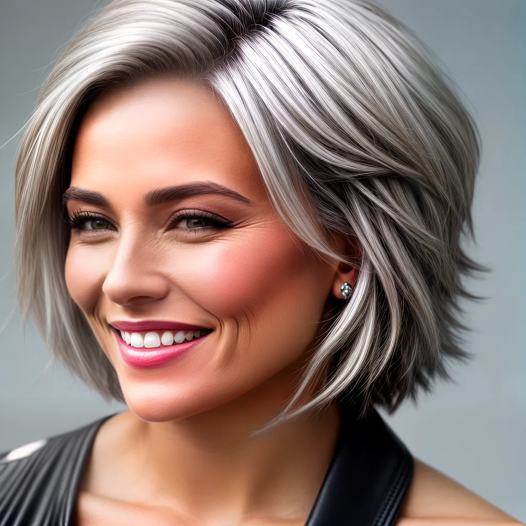 cabelo prateado sorriso radiante