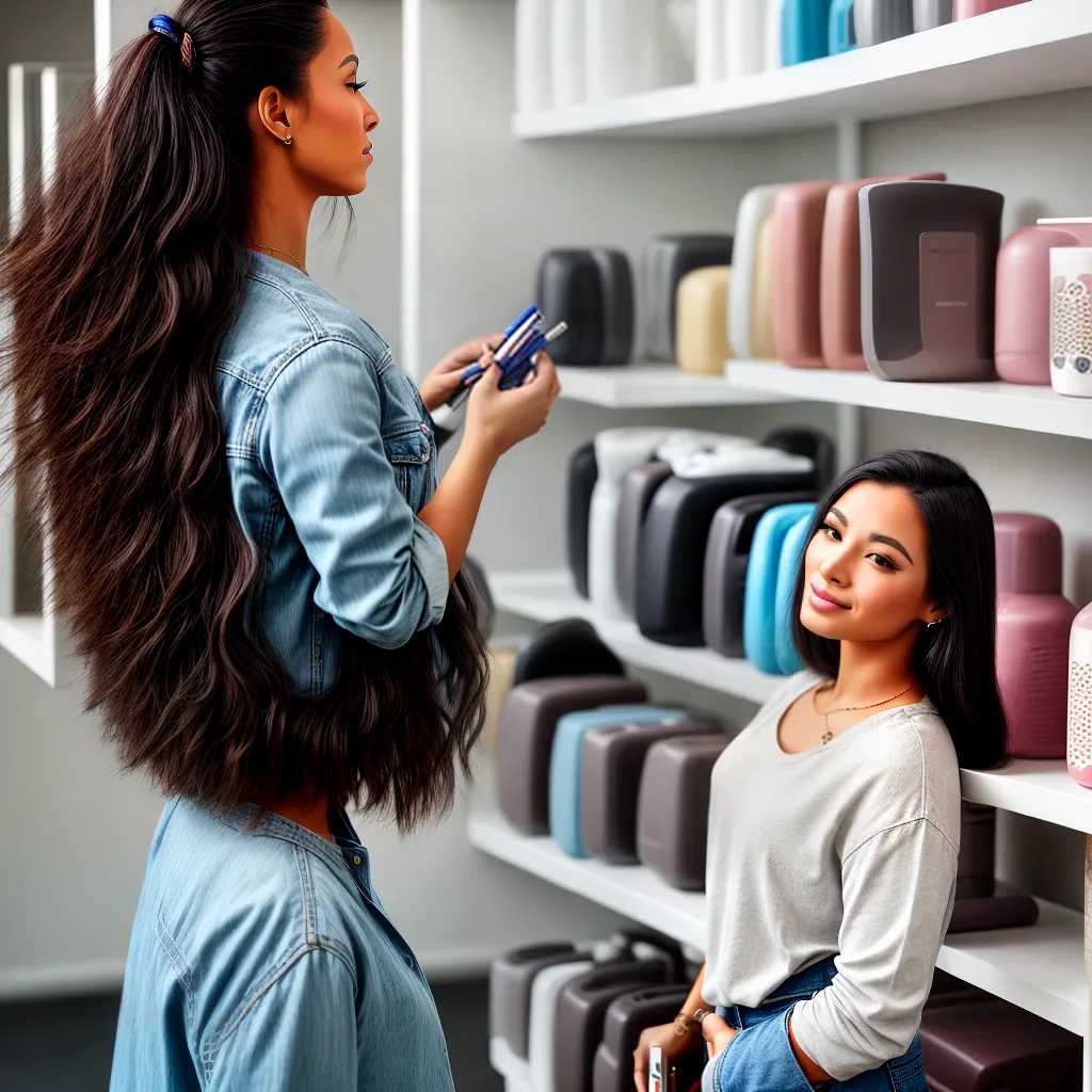mulher comparando secadores cabelo