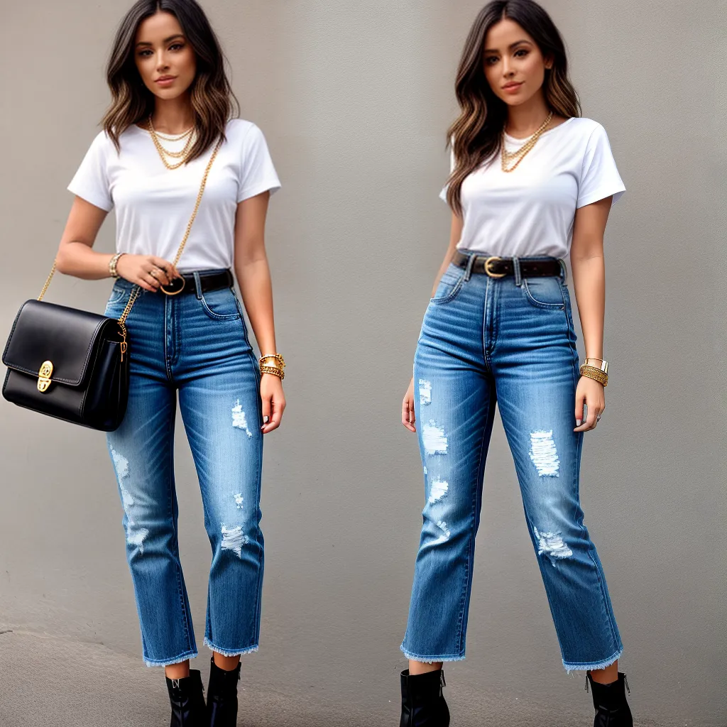 look estiloso camiseta branca jeans alta
