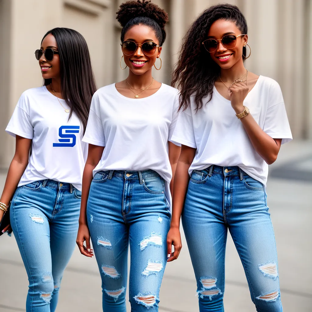 mulher estilosa camiseta esportiva jeans