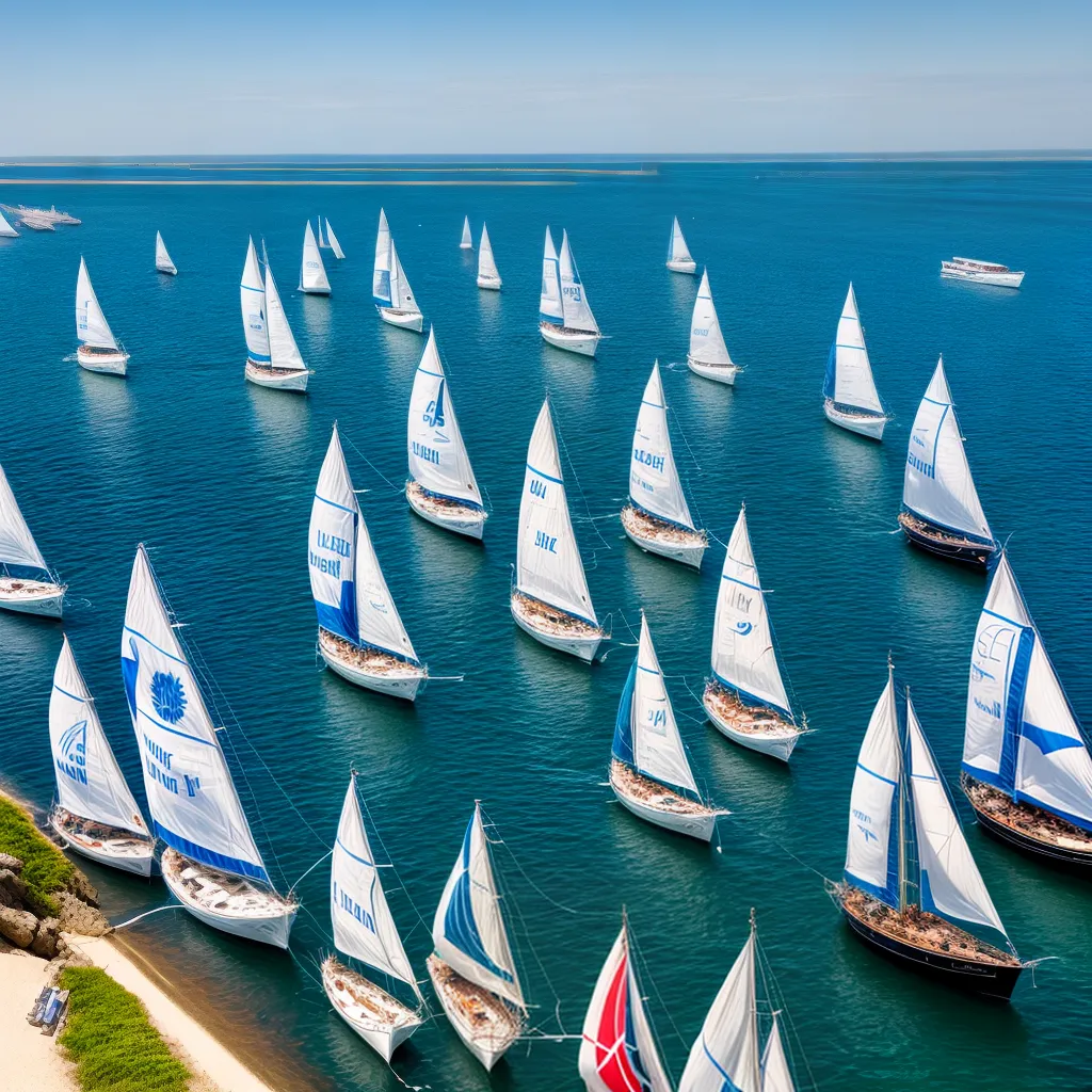 regata veleiros bandeiras coloridas