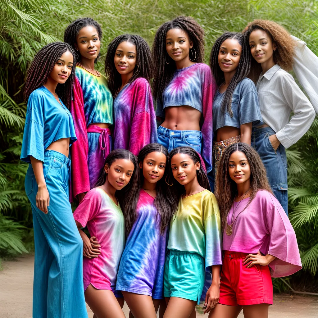grupo pessoas regatas tie dye 70s