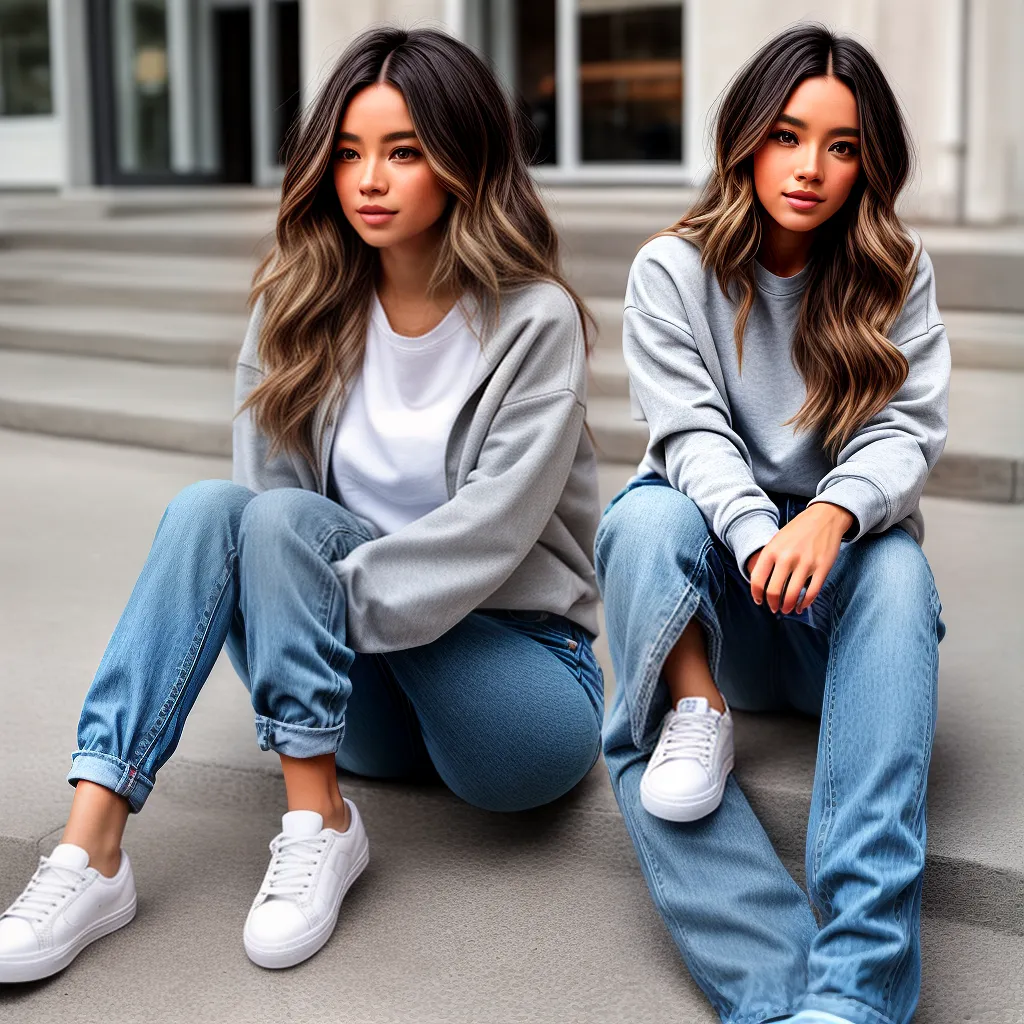 look casual sweatshirt jeans sneakers