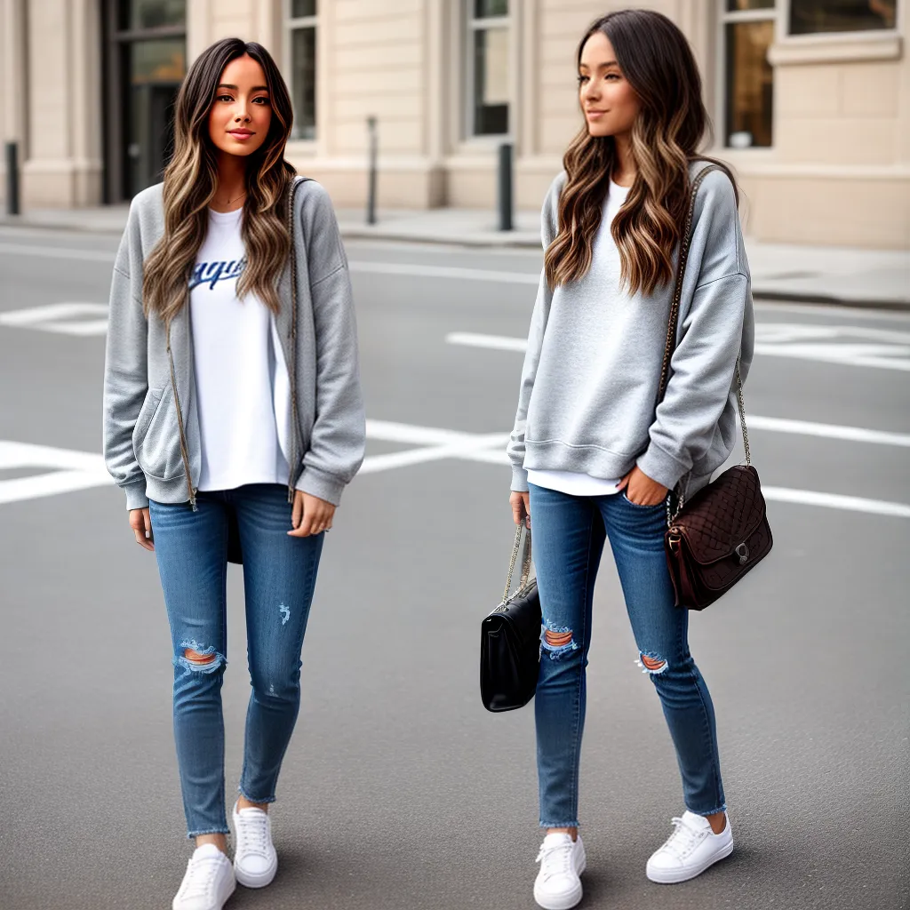look despojado cinza jeans alto sapatilha