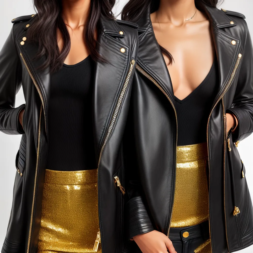 jaqueta couro preta luxo ouro