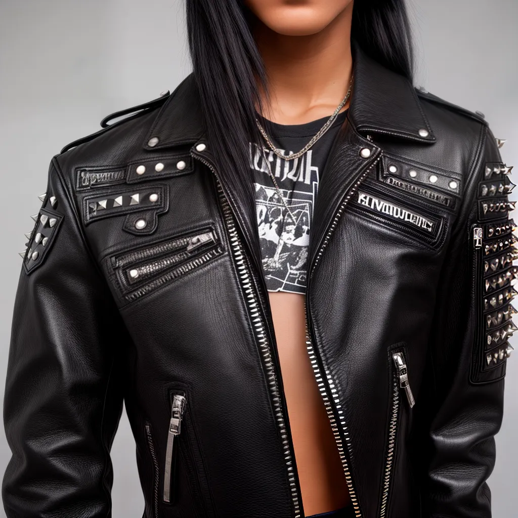 jaqueta couro preta punk rock