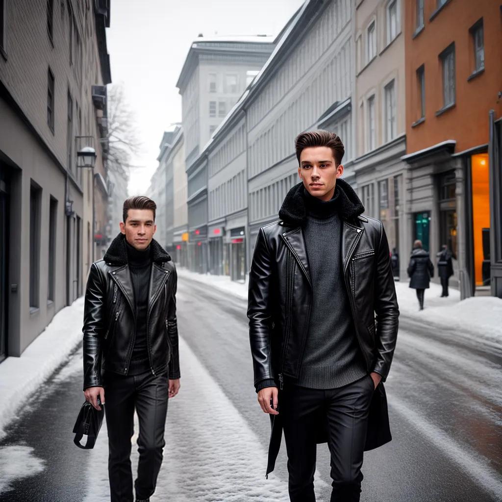jaqueta couro preta neve oslo