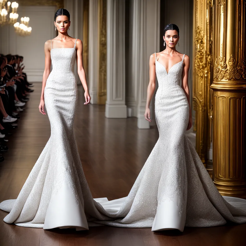 modelo passarela gown bordado tenis