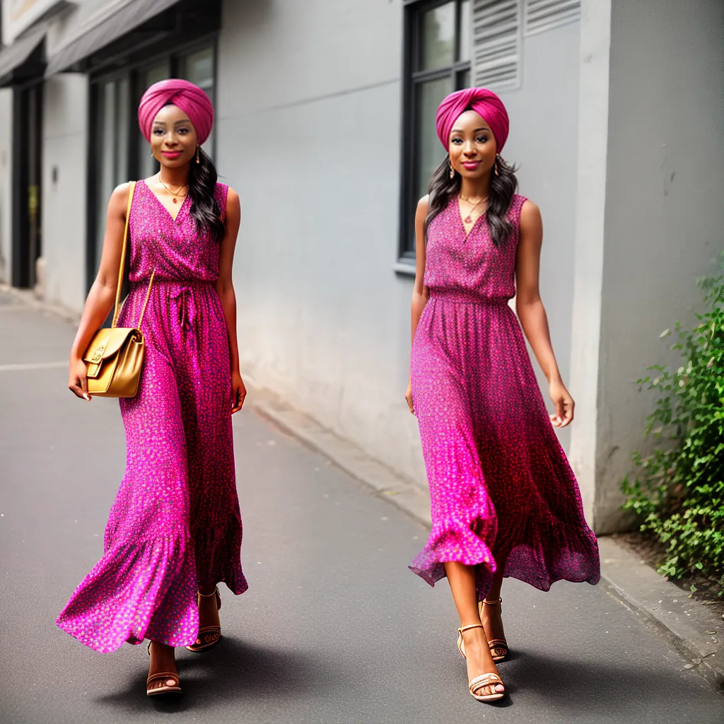 mulher estilosa turbante maxi vestido