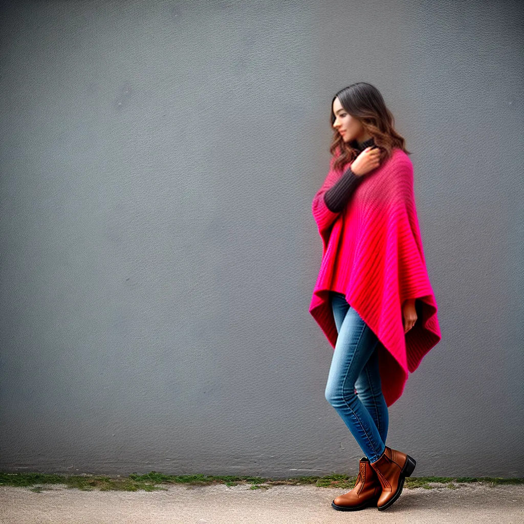 mulher poncho colorido estiloso mulher poncho colorido estiloso