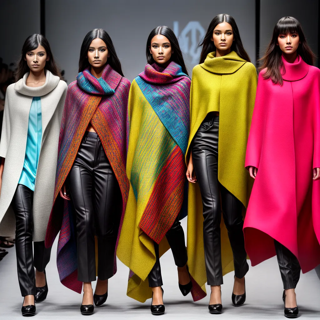 passarela modelos ponchos coloridos passarela modelos ponchos coloridos