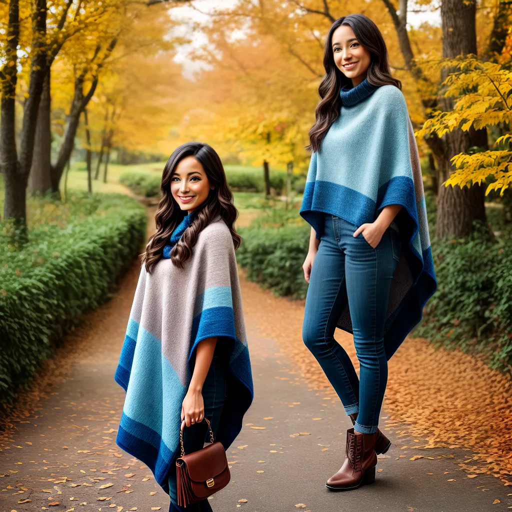 mulher poncho colorido outono 1