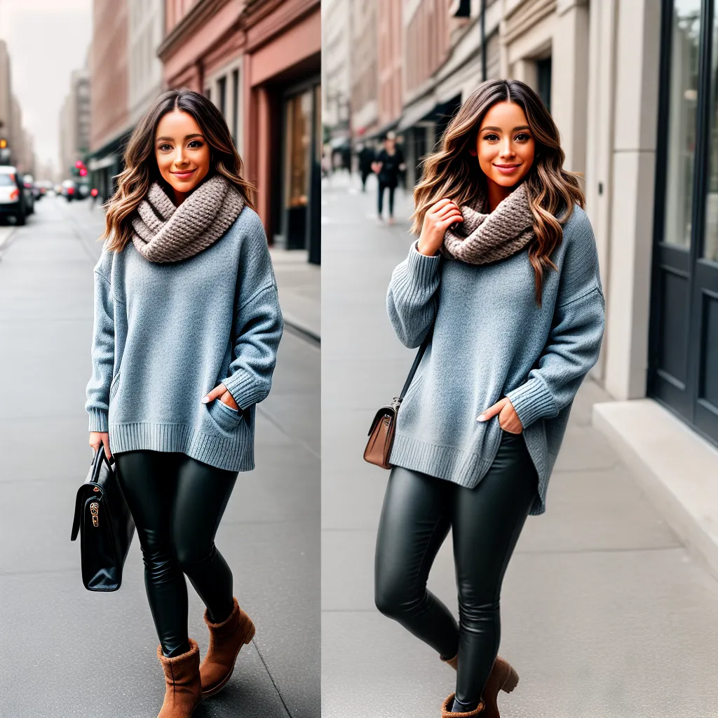 mulher look inverno legging sueter