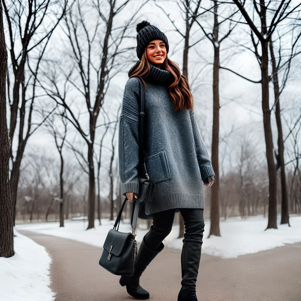 mulher sueter oversized legging botas neve