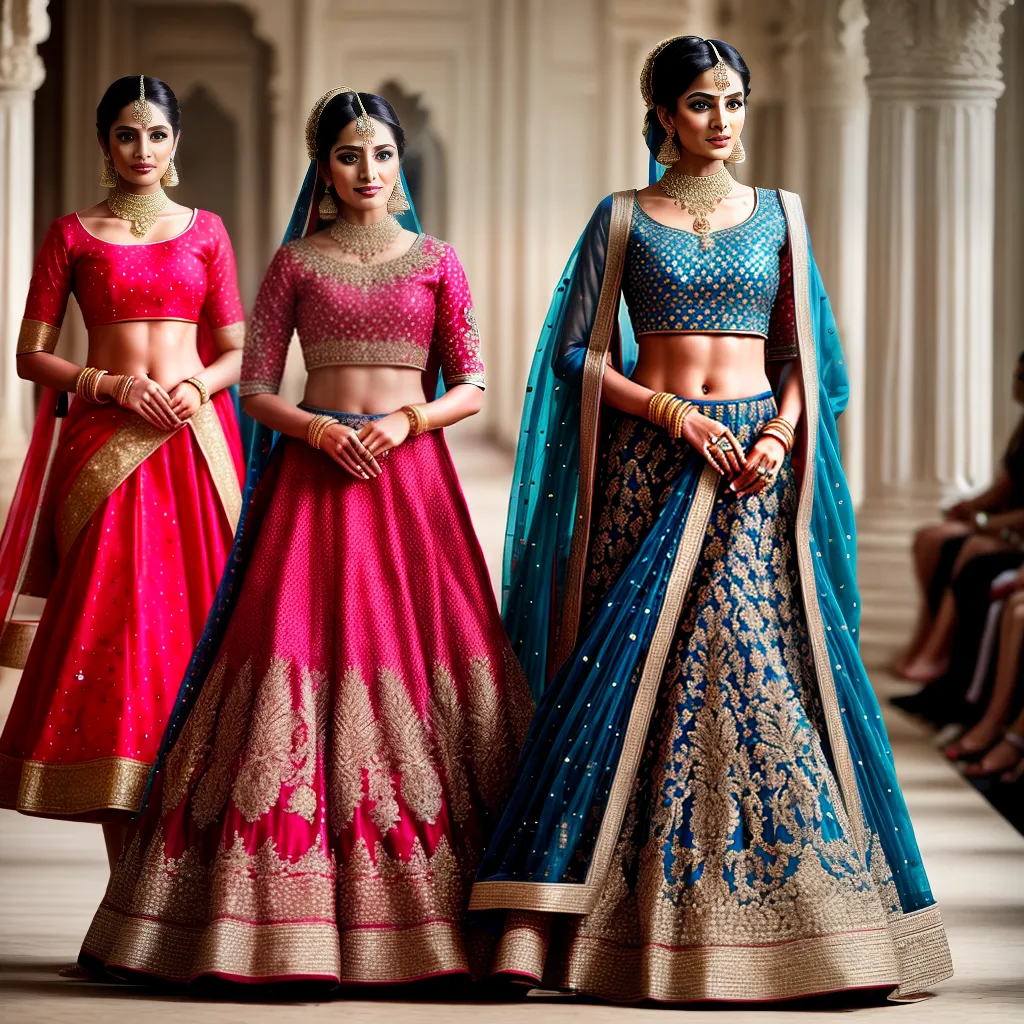 passarela lehengas reinventados modelos bordados
