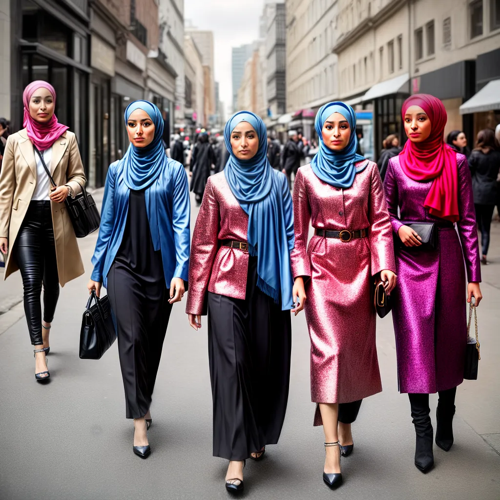 mulheres hijabs moda rua vibrante
