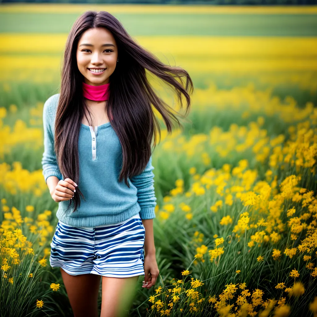 mulher sorriso radiante campo flores mulher sorriso radiante campo flores