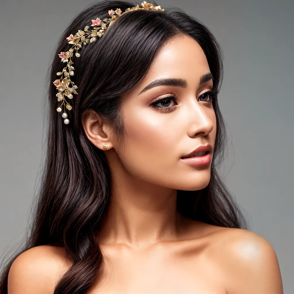 acessorio cabelo mulher floral ouro