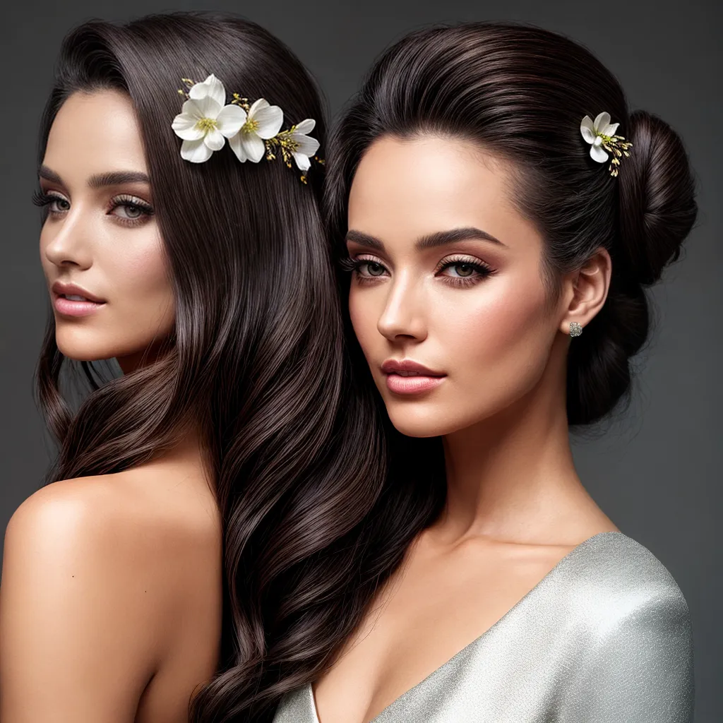 mulher penteado elegante flores confianca mulher penteado elegante flores confianca